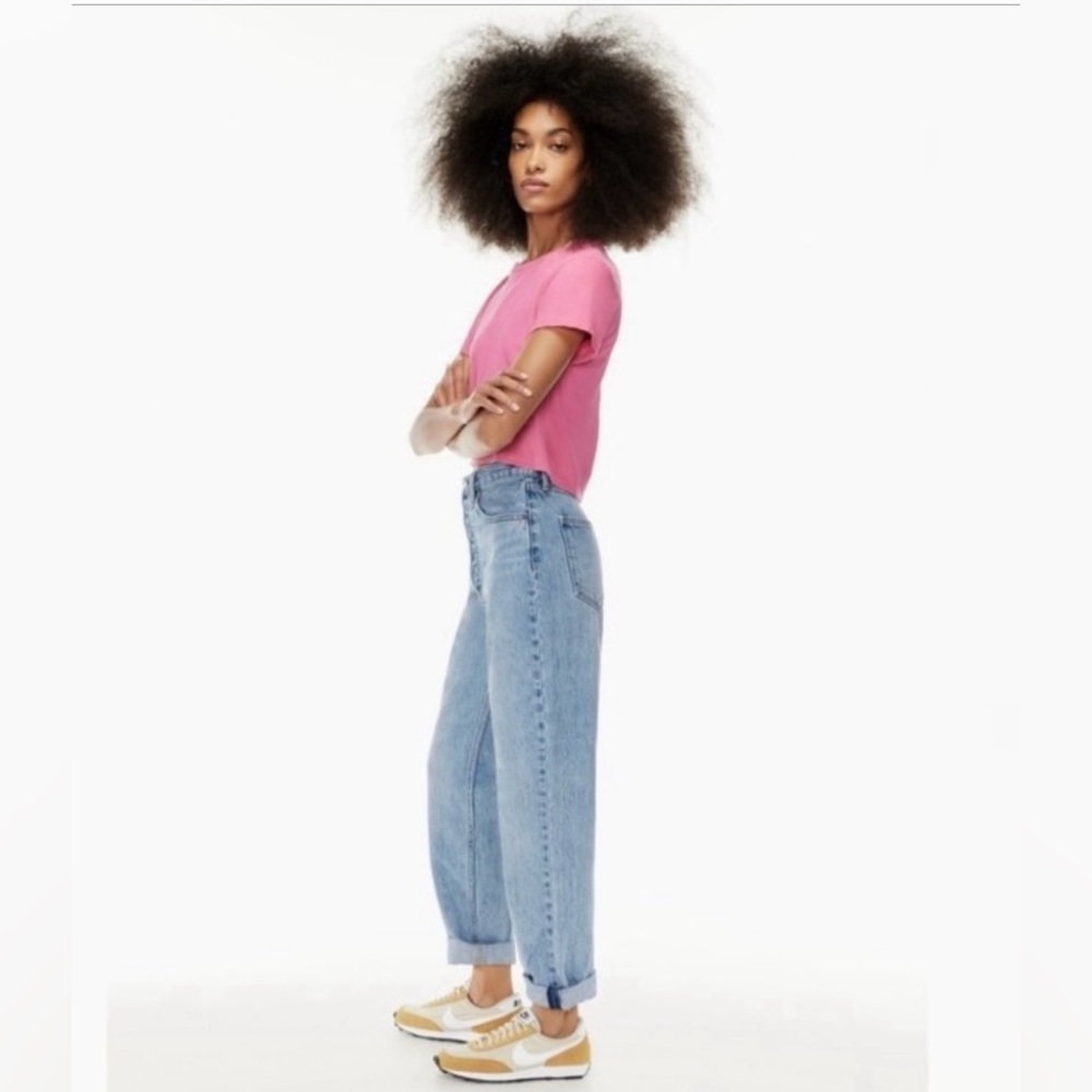 Denim Forum High-Rise Light Blue Mom Jeans